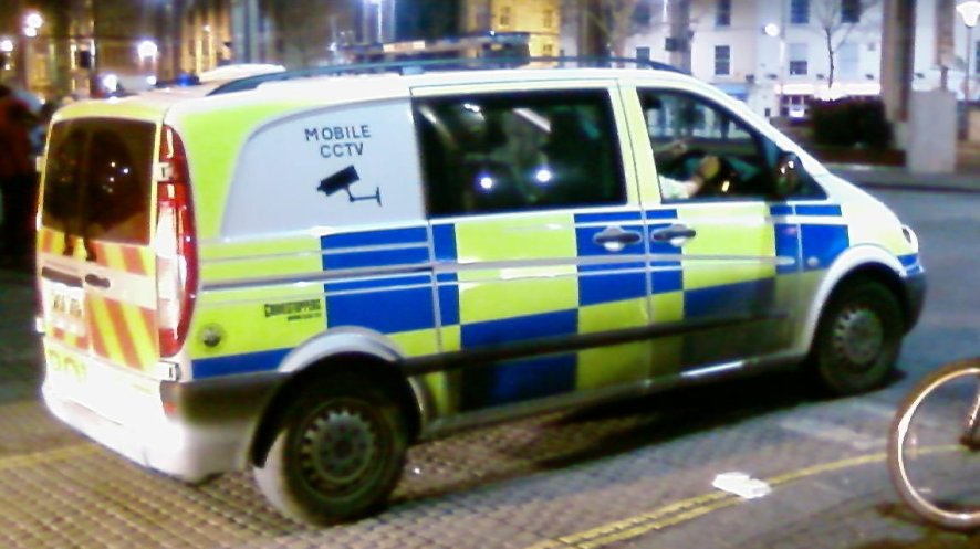 Photograph of a police CCTV van, Bristol City Centre, 2008-02-24